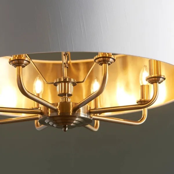 Endon 98938 - Candelabru pe lanț HIGHCLERE, 8xE14/40W/230V, Ø 70 cm, alb/alamă