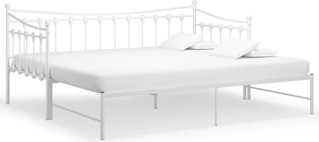 vidaXL Cadru pat canapea extensibilă, alb, 90x200 cm, metal
