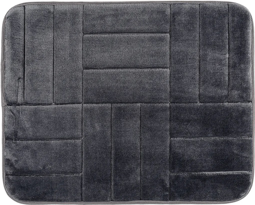 Covoraș de baie, cu spună cu memorie, Pătrate, negru, 50 x 80 cm