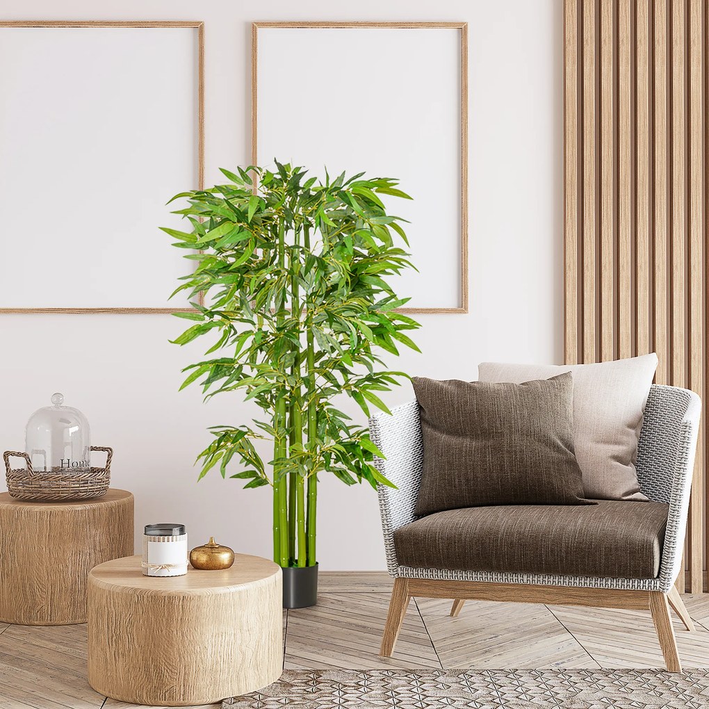 Planta artificiala de bambus, cu ghiveci, 160cm, verde HOMCOM | Aosom Romania