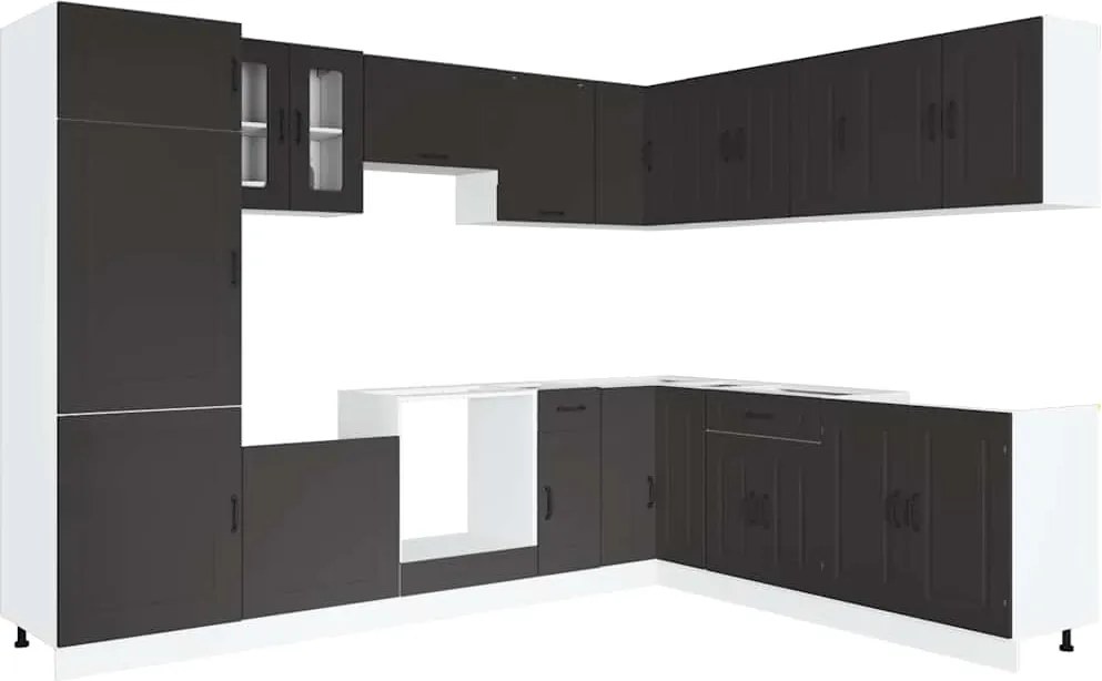 vidaXL Set dulap de bucătărie 14 piese „Kalmar” lemn negru prelucrat