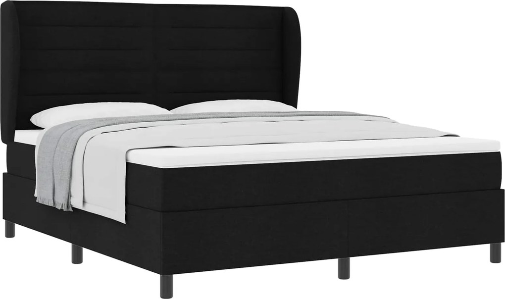 vidaXL Pat cu arcuri cu saltea Negru 180 x 200 cm țesătură