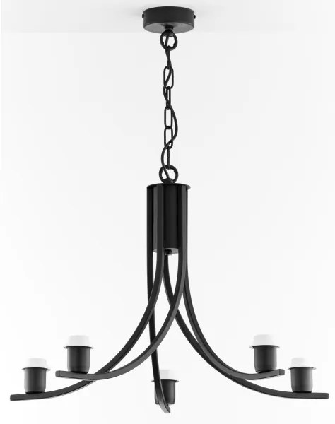 Jupiter 2107 - Candelabru cu lanț ARTHUR 5xE27/15W/230V negru/oranj/decor marmorat