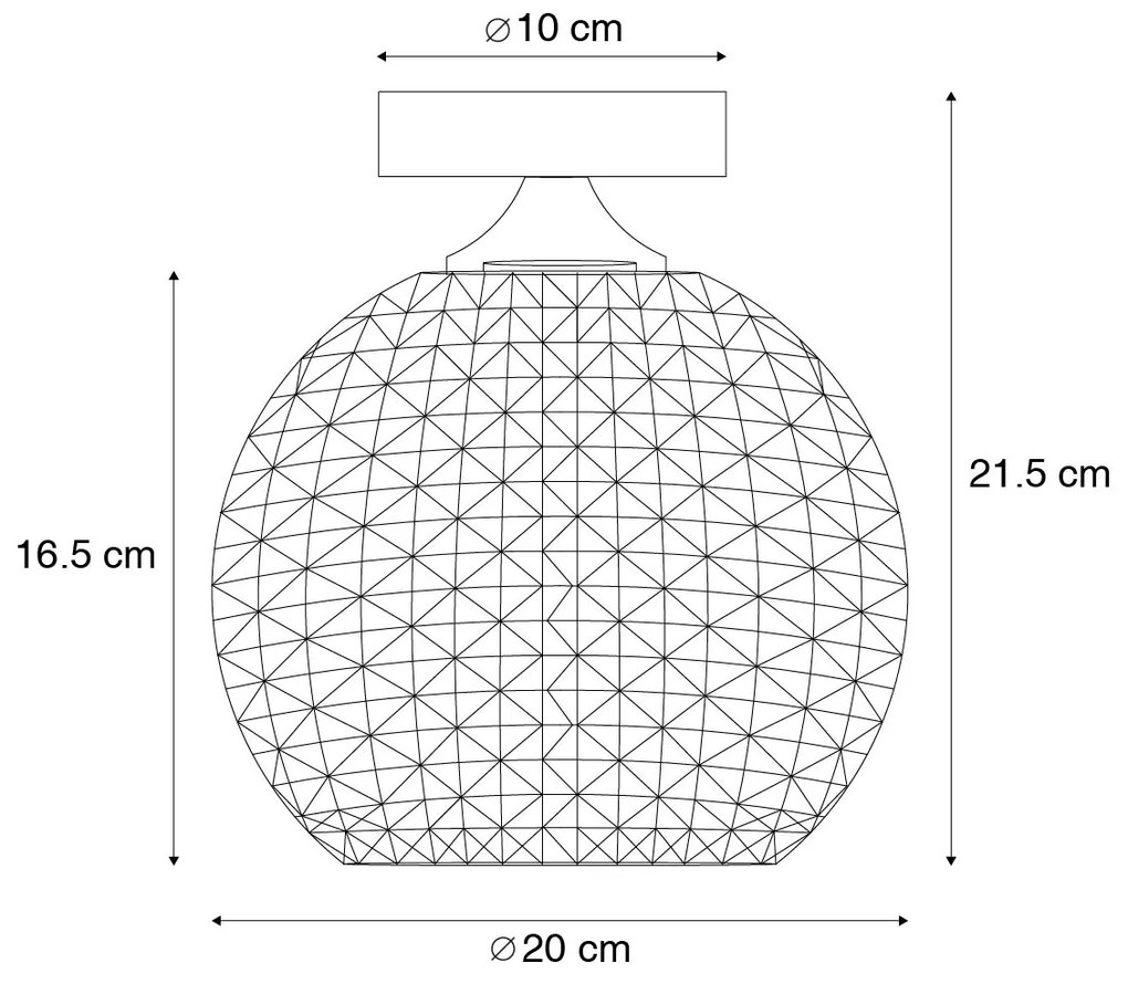 Plafoniera inteligentă Art Deco din alamă, inclusiv Wifi A60 - Sphere