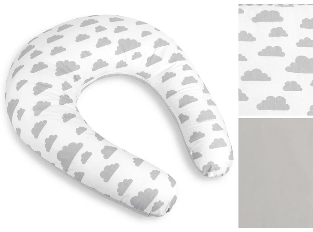 Bellatex Pernă de alăptare Clouds gri , 180 cm