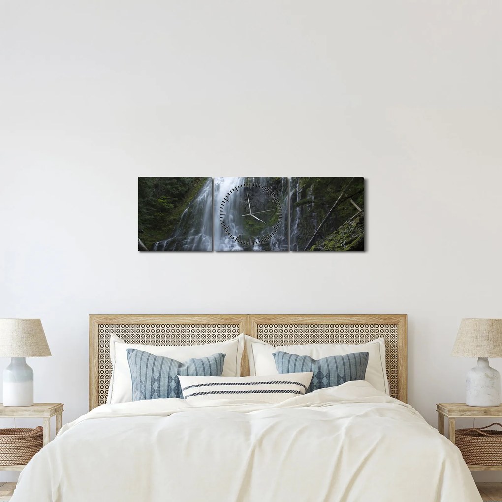 Tablou cu cascadă (cu ceas) (90x30 cm)