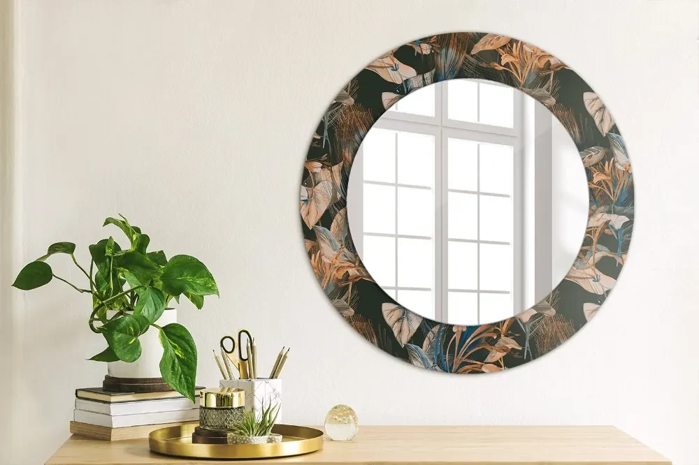 Decoratiuni perete cu oglinda Frunze tropicale întunecate