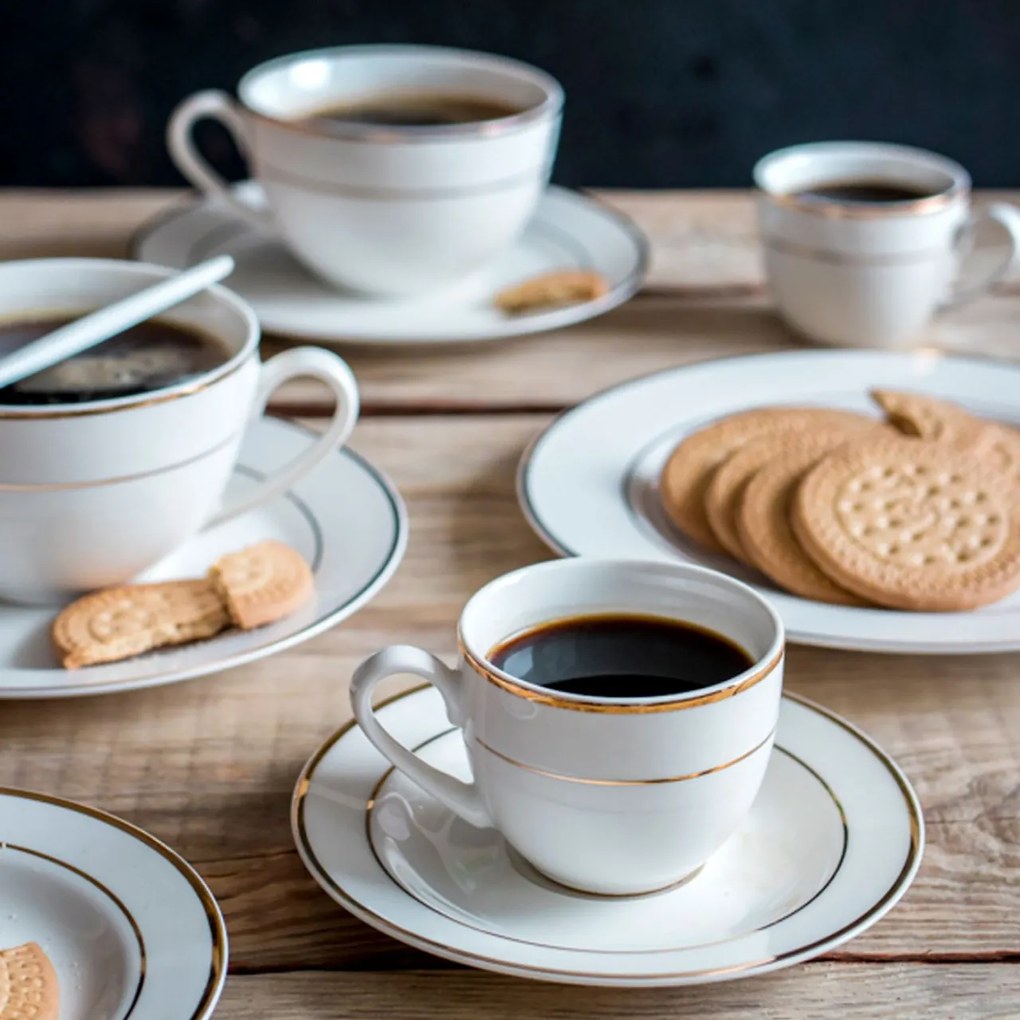 Set servire ceai sau cafea, 12 piese, 6 persoane, Aura Gold