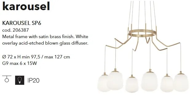 Lustra cu 6 pendule design modern KAROUSEL SP6, alama 206387