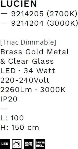 Lustra LED suspendata liniara design decorativ LUCIEN 3000K