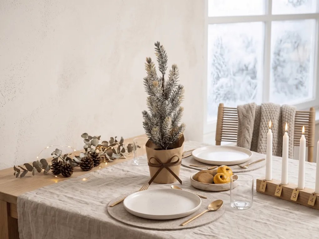 Bradut decorativ de Craciun FROSTY TREE in ghiveci 22 cm