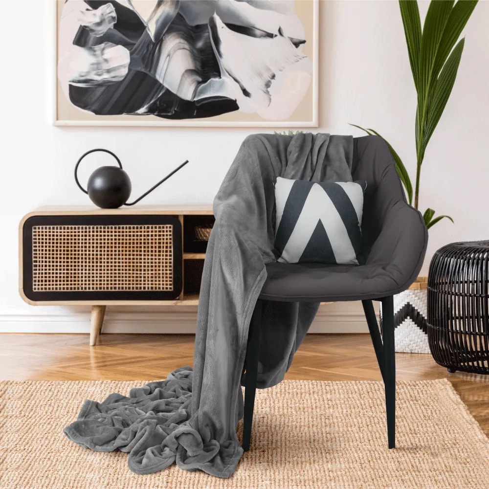 Fotoliu de design, material textil gri, FEDRIS
