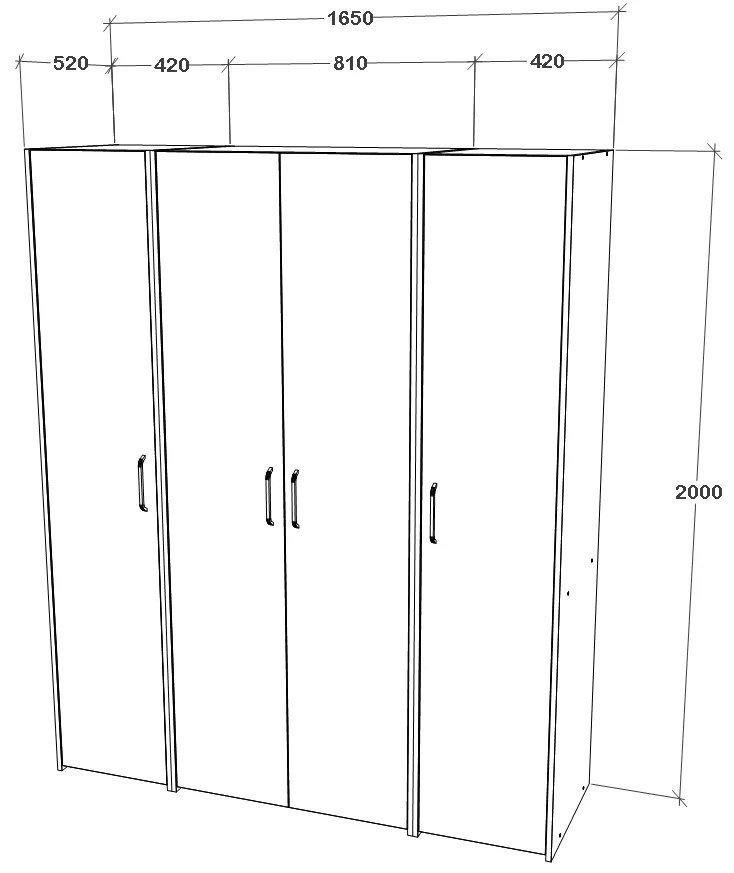 Dressing Malmo V4, Stejar Alb/Antracit, L 165 cm