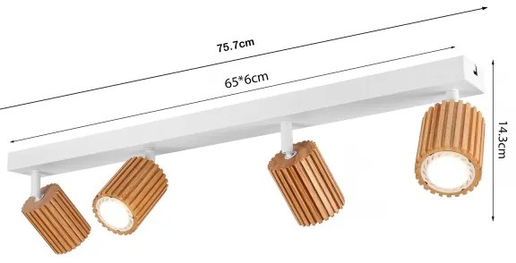 Brilagi - Lampă cu spoturi MODERN WOOD 4xGU10/8W/230V lemn/alb