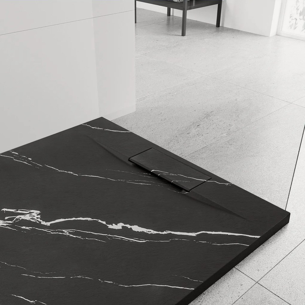 Cadita de dus Bazalt Carrara neagra 90x90