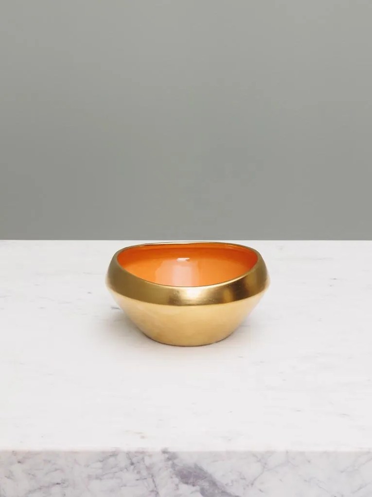 Bol portocaliu, din ceramica, 19.5 cm, Corfou