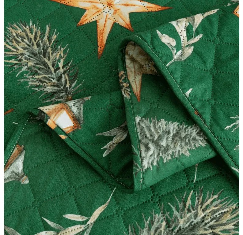 Cuvertura pentru pat cu model GREEN CHRISTMAS, verde Dimensiune: 220 x 240 cm