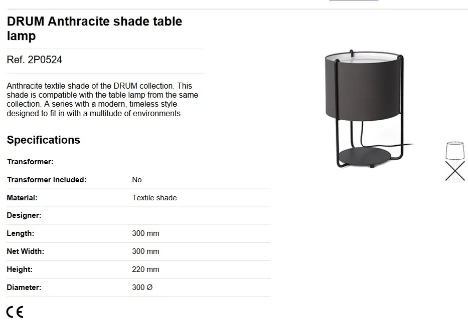 Lampa masa / Veioza moderna design elegant DRUM gri antracit