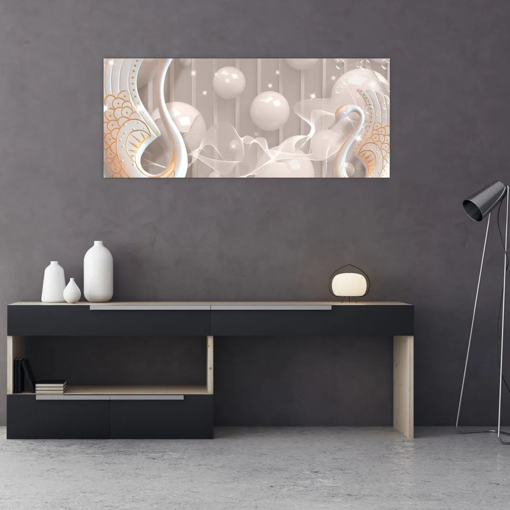 Tablou - Lebede fermecate (120x50 cm)
