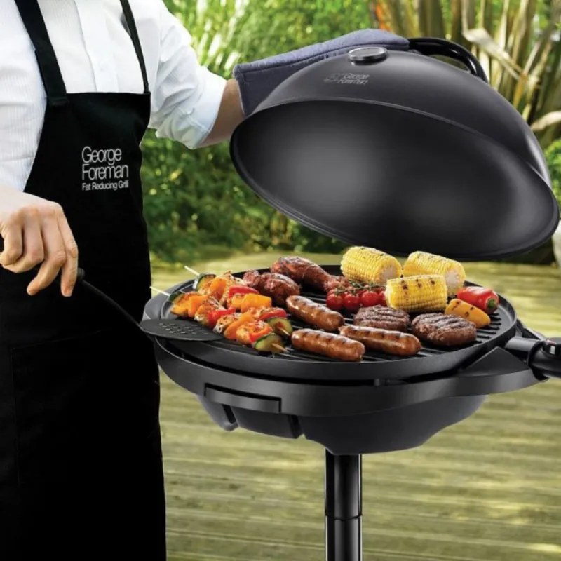 Gratar electric George Foreman 22460-56, 2400 W, 44,5 cm, 15 portii, 5 trepte de temperatura, Strat antiaderent, Negru