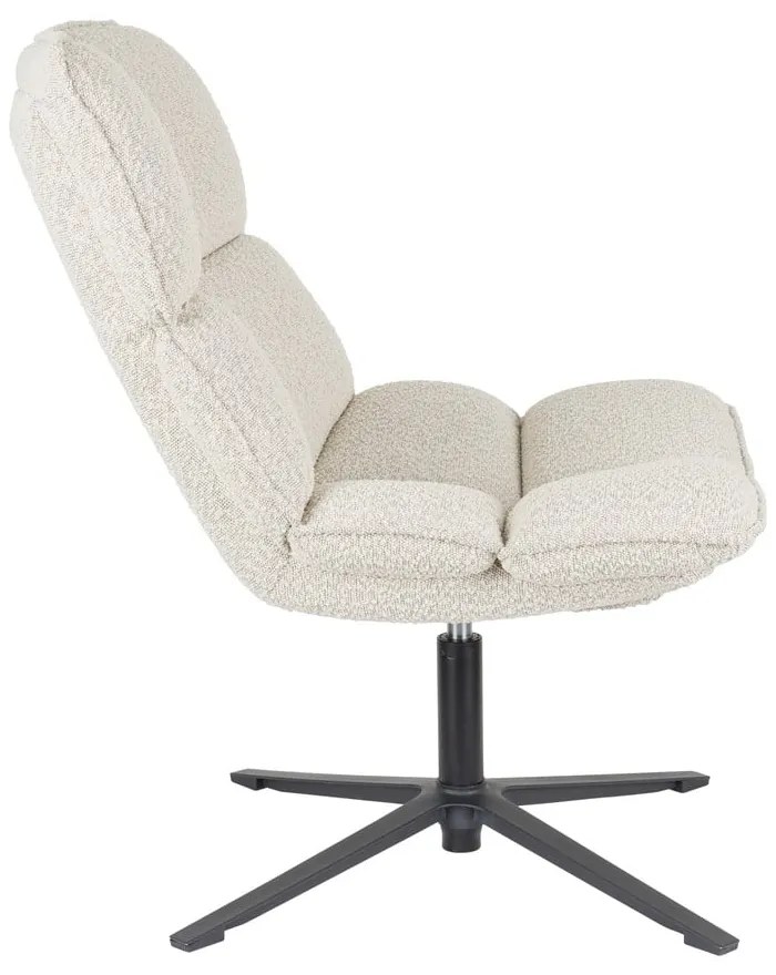 Fotoliu crem pivotant cu tapițerie din țesătură bouclé Bros – White Label