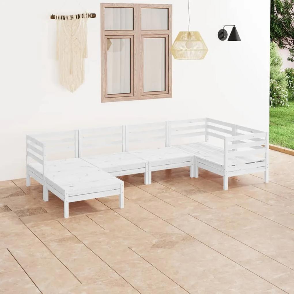 3082955 vidaXL Set mobilier de grădină, 6 piese, alb, lemn masiv de pin