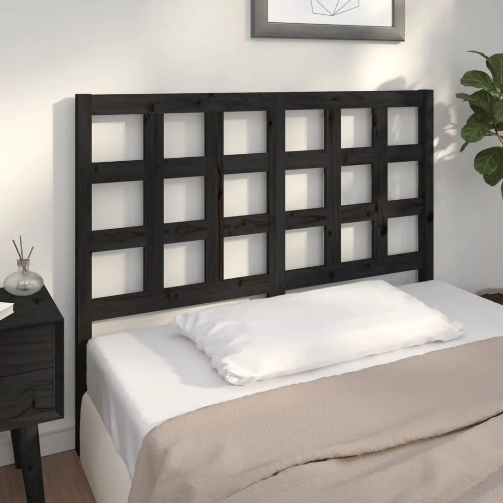 vidaXL Tăblie de pat, negru, 125,5x4x100 cm, lemn masiv de pin