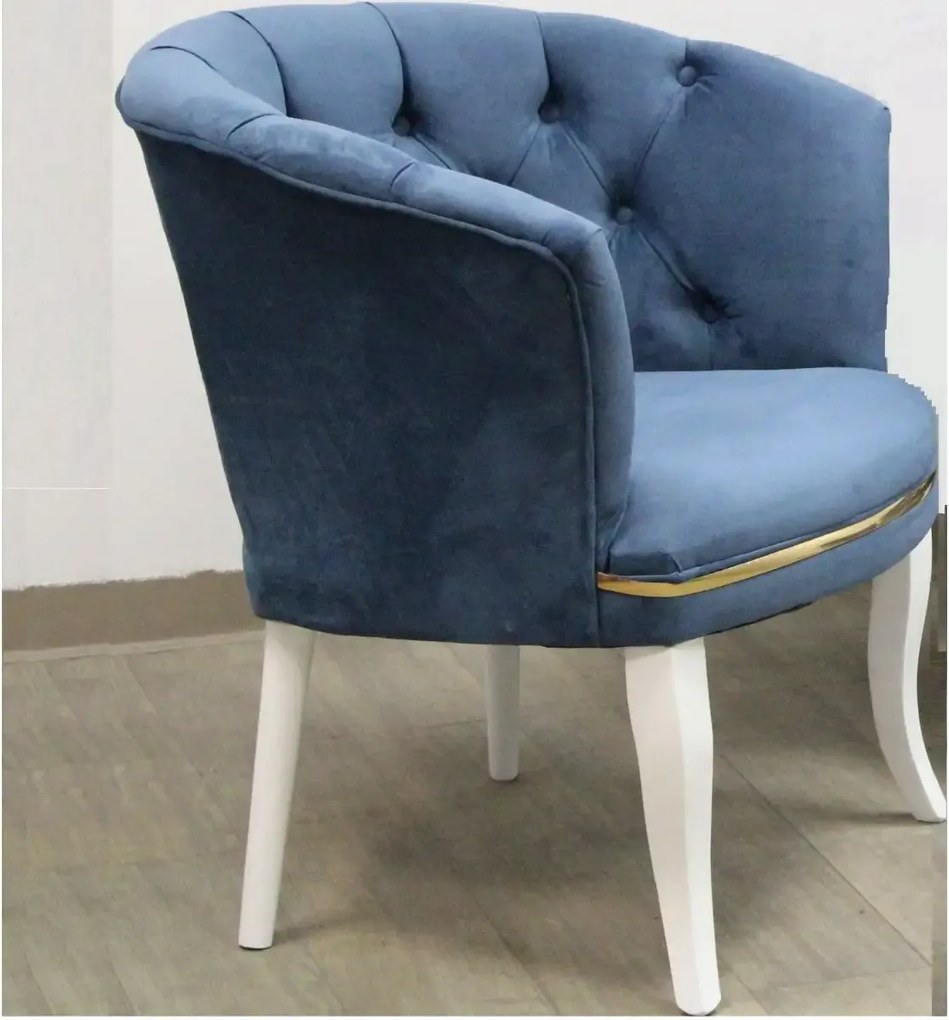 Fotoliu Milano, albastru, picioare albe, Homs