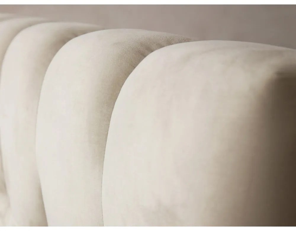 Pat matrimonial bej tapițat cu spațiu de depozitare și somieră 200x200 cm Bali – Cosmopolitan Design