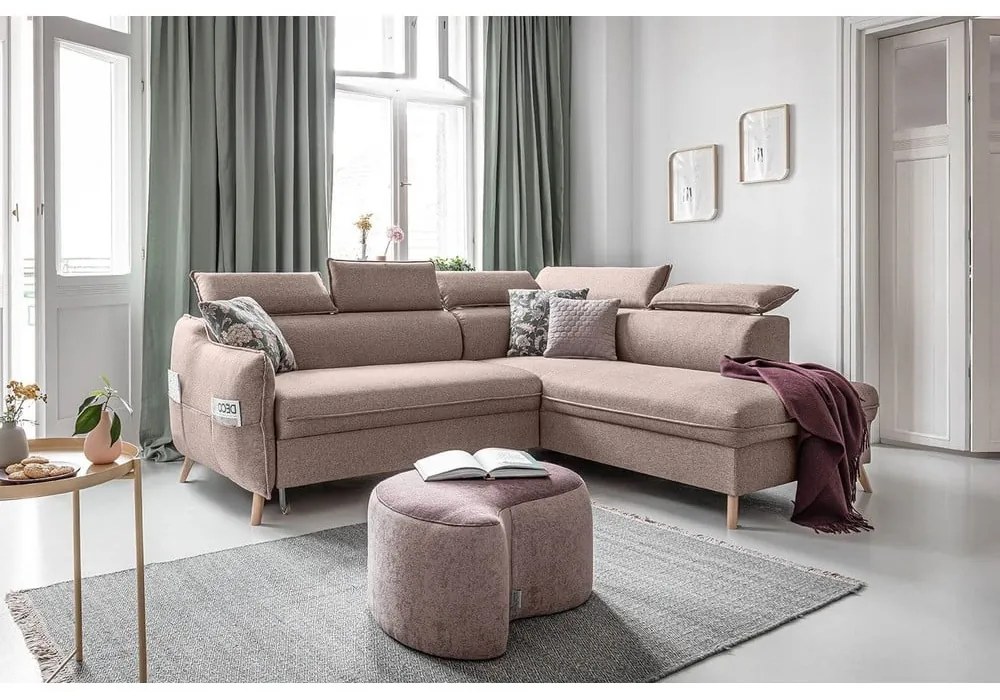 Colțar bej extensibil (cu colț pe partea dreaptă) Sweet Harmony – Miuform