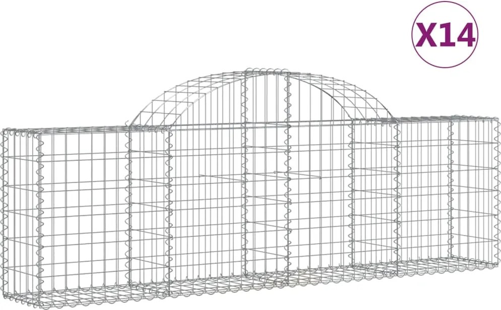 vidaXL Coșuri gabion arcuite 14 buc, 200x30x60/80 cm, fier galvanizat