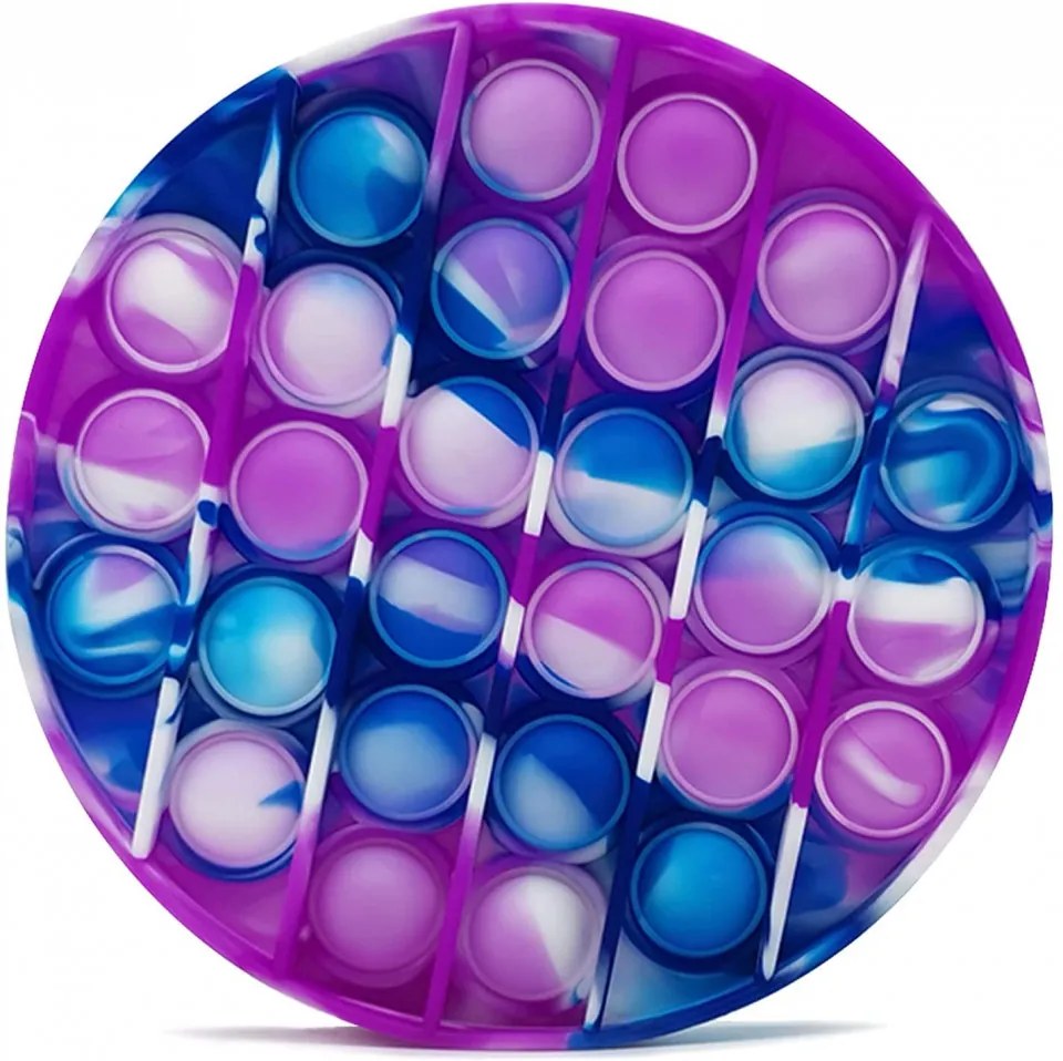 Jucarie anti-stres din silicon Pop It, violet/albastru, 12,5 x 12,5 cm