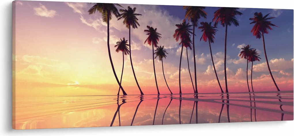 Tablou cu palmieri deasupra mării (120x50 cm)