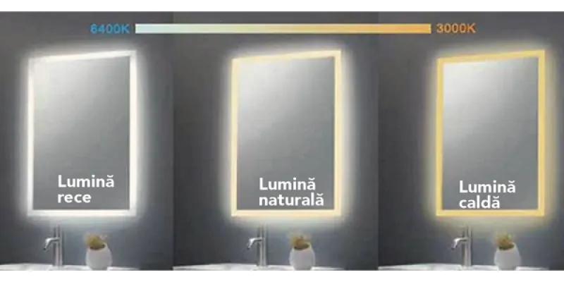 Oglinda dreptunghiulara 100 cm cu iluminare LED si dezaburire Fluminia, Cleopatra 1000x800 mm