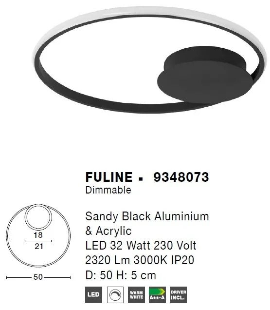 Lustra LED aplicata design modern circular FULINE negru NVL-9348073