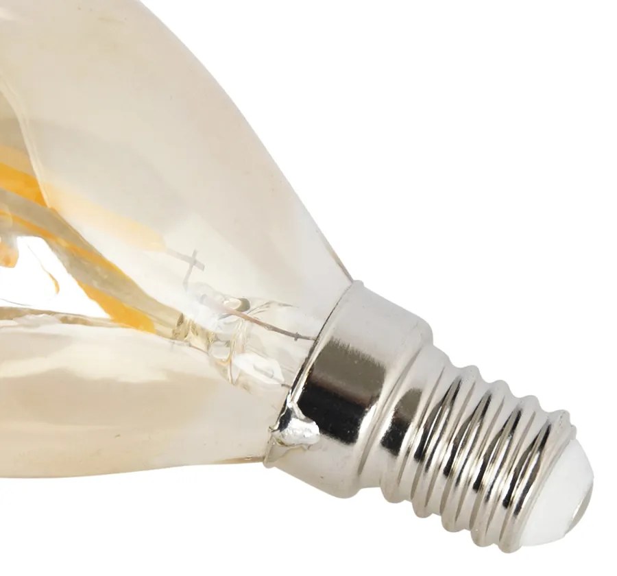 Set de 4 becuri LED E14 reglabile P45 auriu 3.5W 330lm 2100K