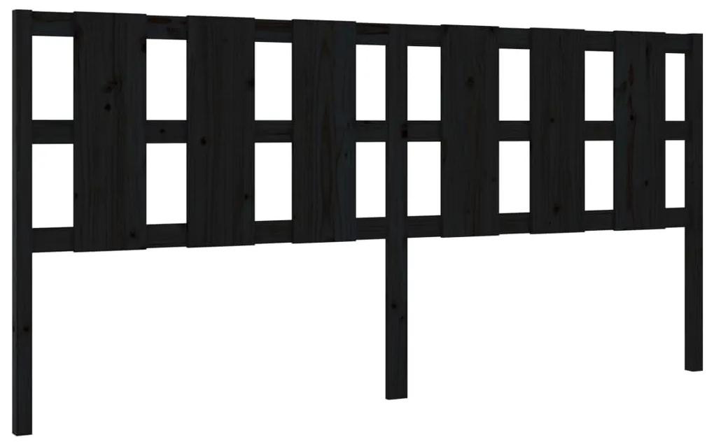 818014 vidaXL Tăblie de pat, negru, 205,5x4x100 cm, lemn masiv de pin