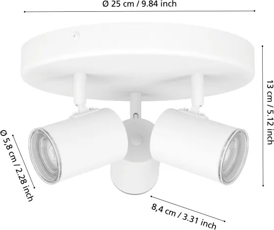 Eglo 901962 - Spot pentru baie CONSUMA, 3x GU10/5W/230V, IP44, alb