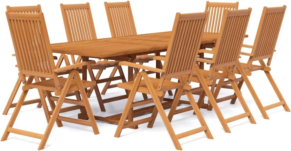 vidaXL Set mobilier de grădină, 9 piese, lemn masiv de acacia, 160-240 cm