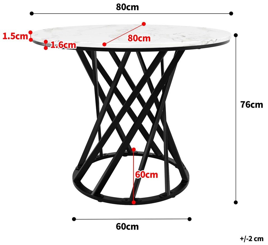 Masă rotundă de dining, Alb+Negru | Aosom Romania
