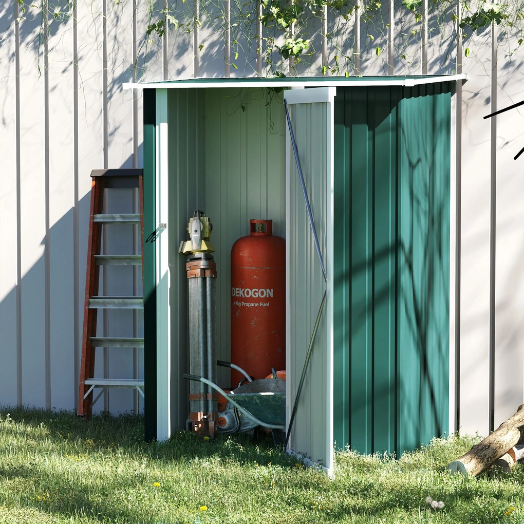 Outsunny Magazie Grădină Dulap pentru Scule 142x84x189cm Din Otel Impermeabil Verde Inchis | Aosom Romania