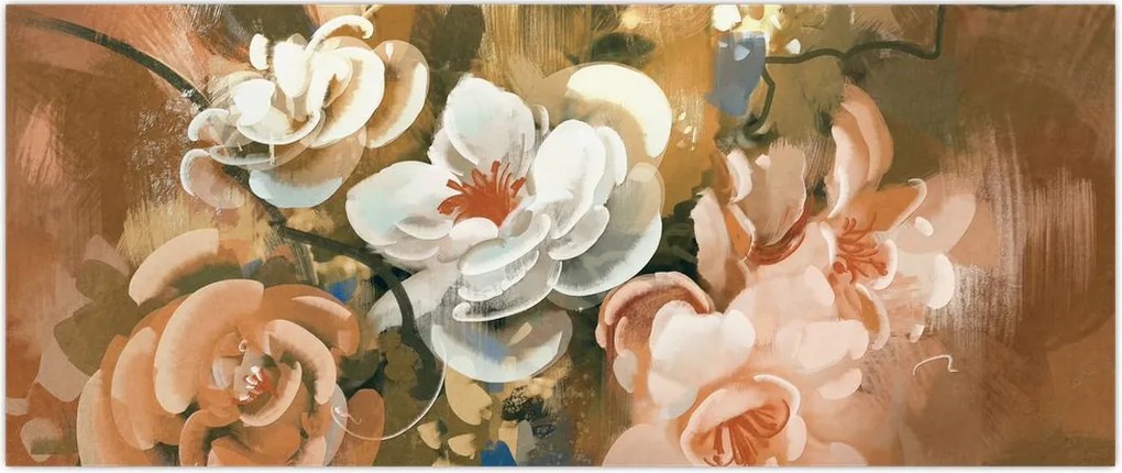 Tablou -Buchet de flori pictat (120x50 cm)