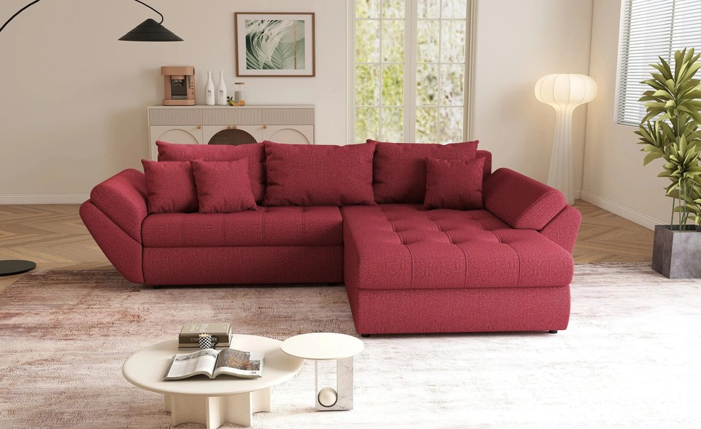 Colțar extensibil dumonde cu ladă de depozitare si sezut confortabil din spuma high-density, Loana Enjoy Winery II 270x185 cm