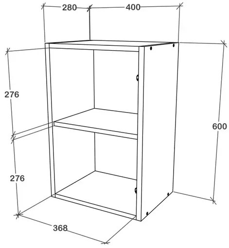 Corp Superior Karo, O Usa, cu sticla, Gri Lucios/Alb, MDF, 40 x 30 x 60 cm
