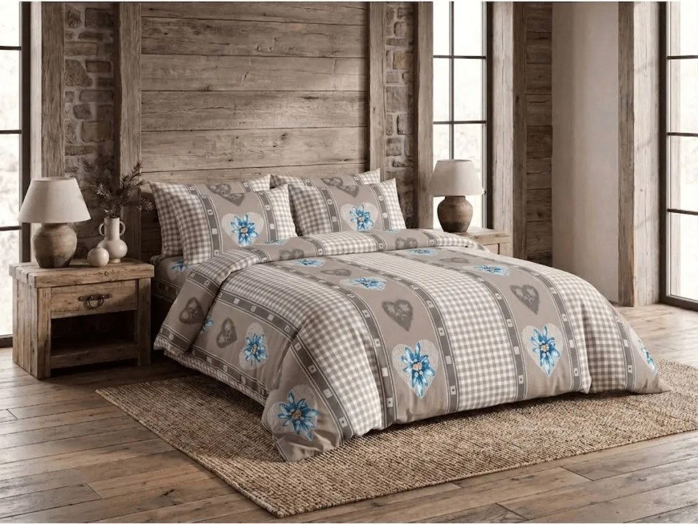Lenjerie de pat din polibumbac HEART RETRO POLY maro Dimensiune lenjerie de pat: 70 x 90 cm | 140 x 220 cm
