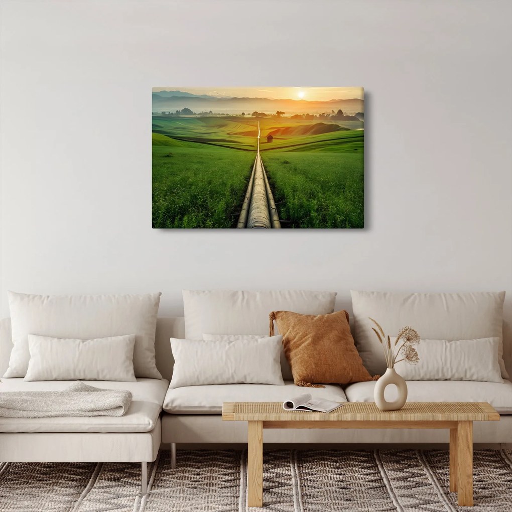 Tablou - Răsărit de soare peste vale (90x60 cm)