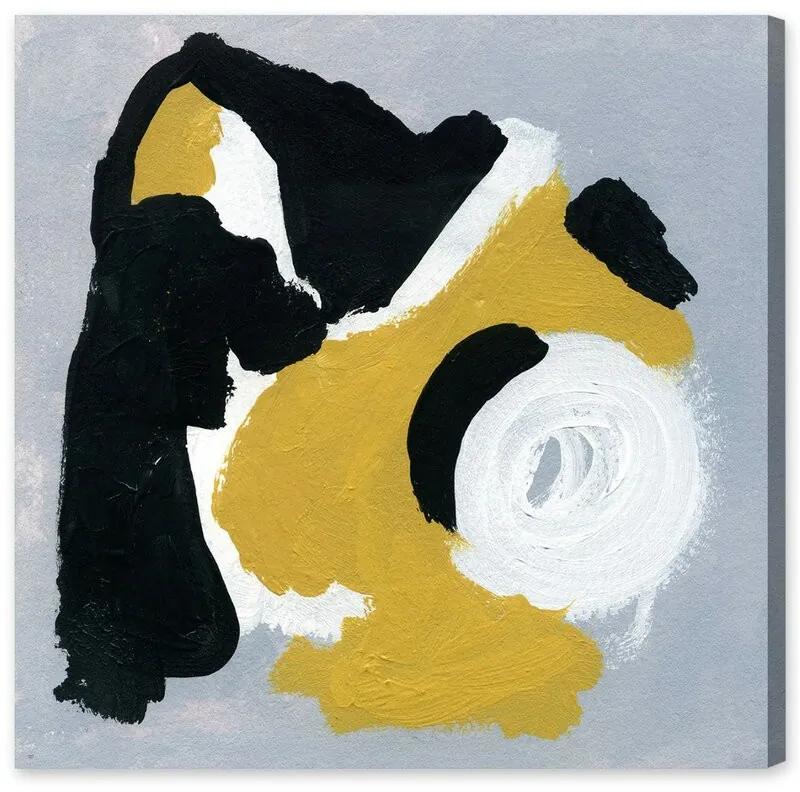 Tablou Toca Discos, panza, negru/alb/galben, 109 x 109 cm