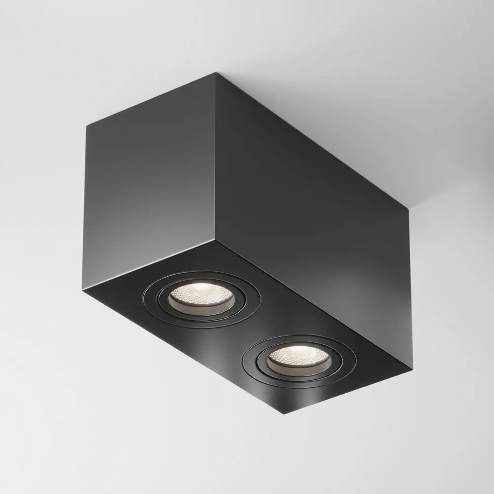 Plafoniera cu 2 spoturi design tehnic Atom negru