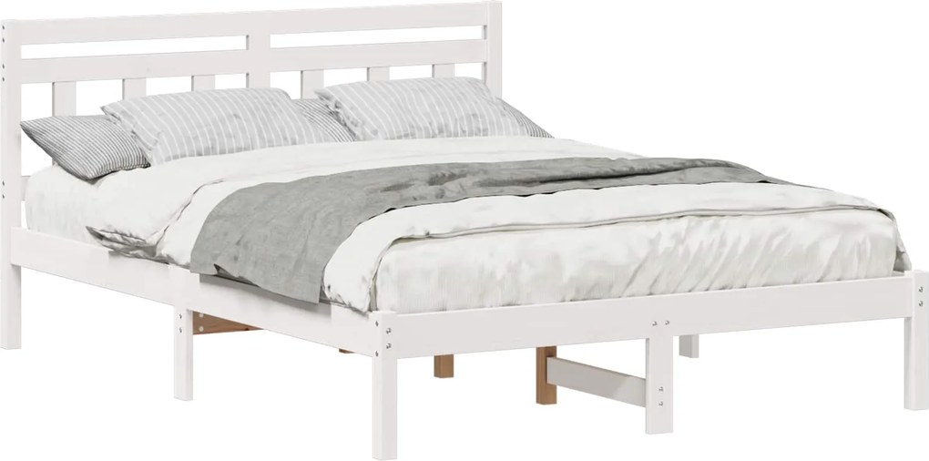 vidaXL Cadru de pat Alb 120 x 200 cm Lemn de pin masiv