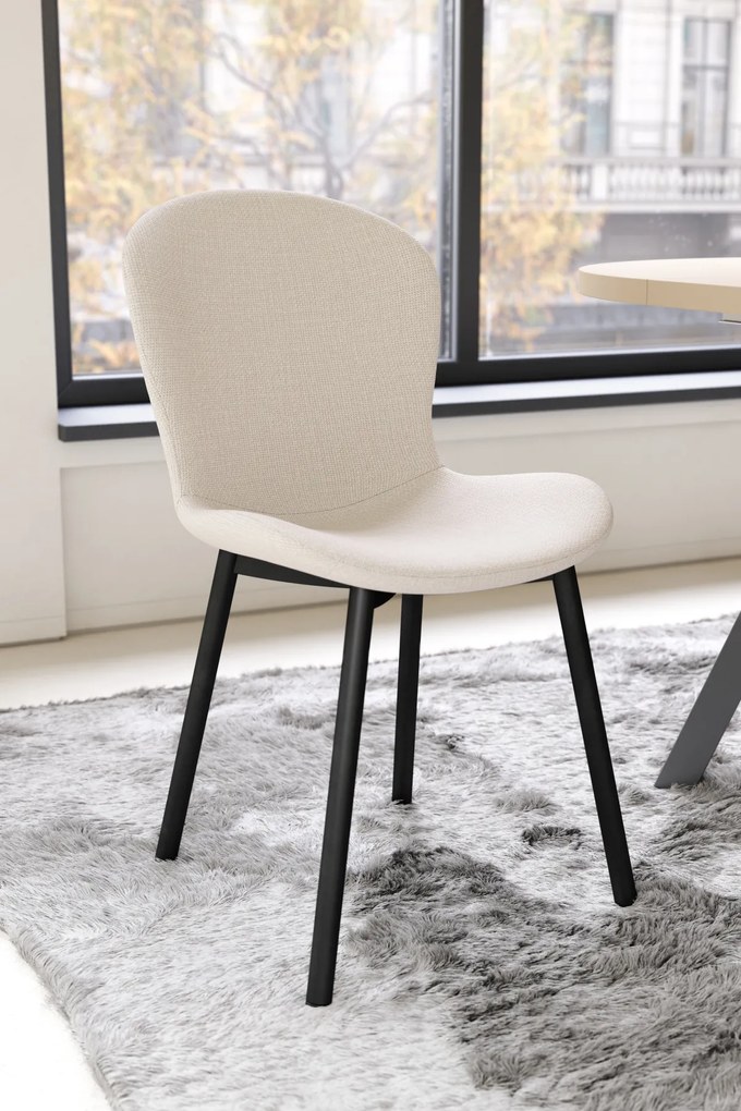 MAZZONI EXPORT FIORA Bej (material Basel 24) - SCAUN MODERN TAPIȚAT PENTRU SALON/SUFRAGERIE LOFT